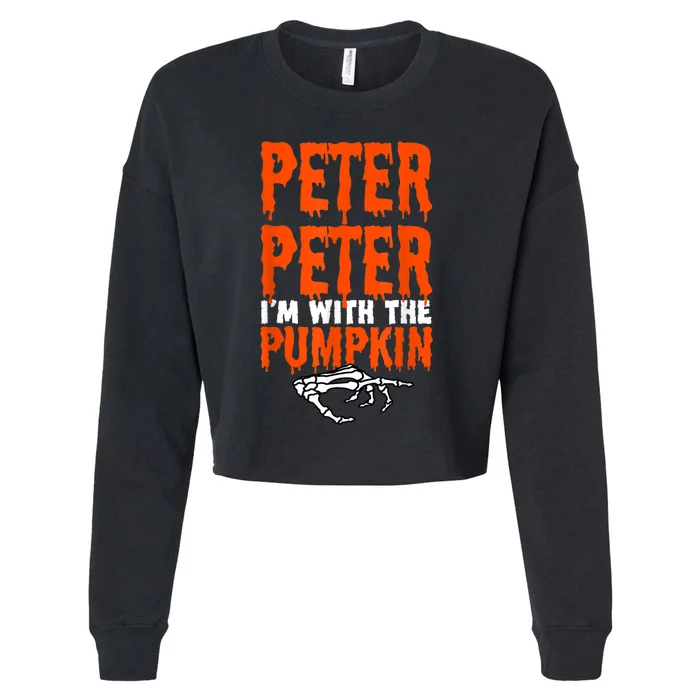 Peter I'm With The Pumpkin Halloween Costume Couple Cropped Pullover Crew