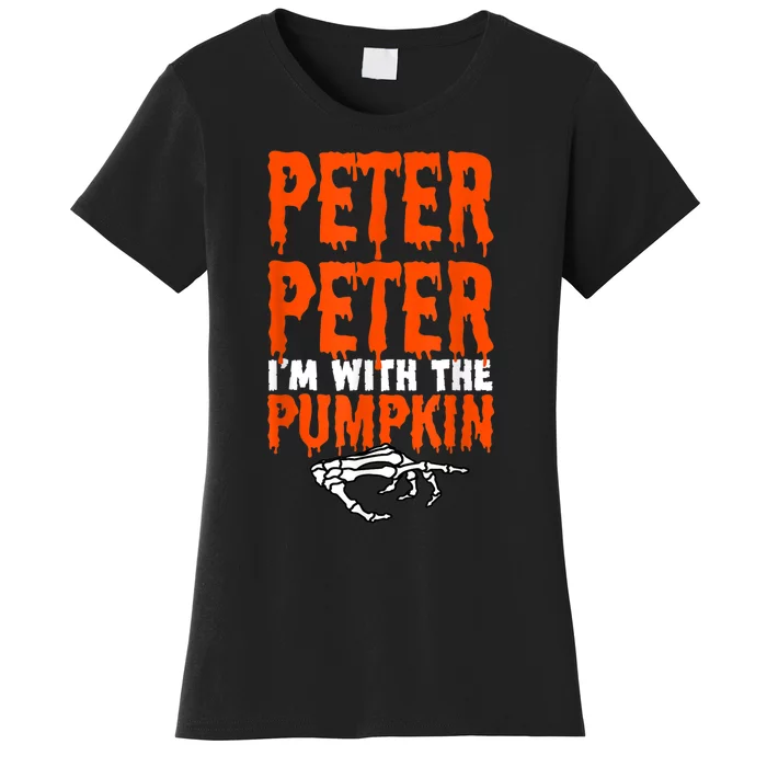 Peter I'm With The Pumpkin Halloween Costume Couple Women's T-Shirt