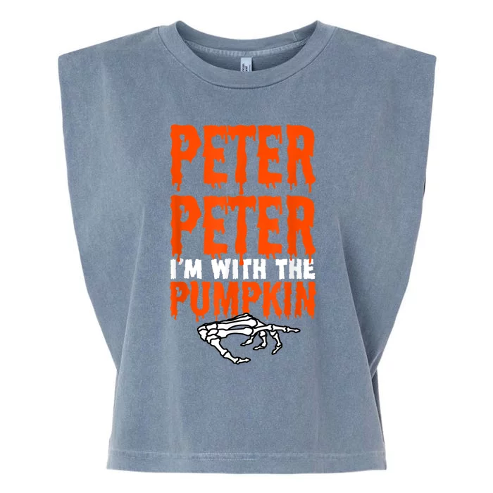 Peter I'm With The Pumpkin Halloween Costume Couple Garment-Dyed Women's Muscle Tee