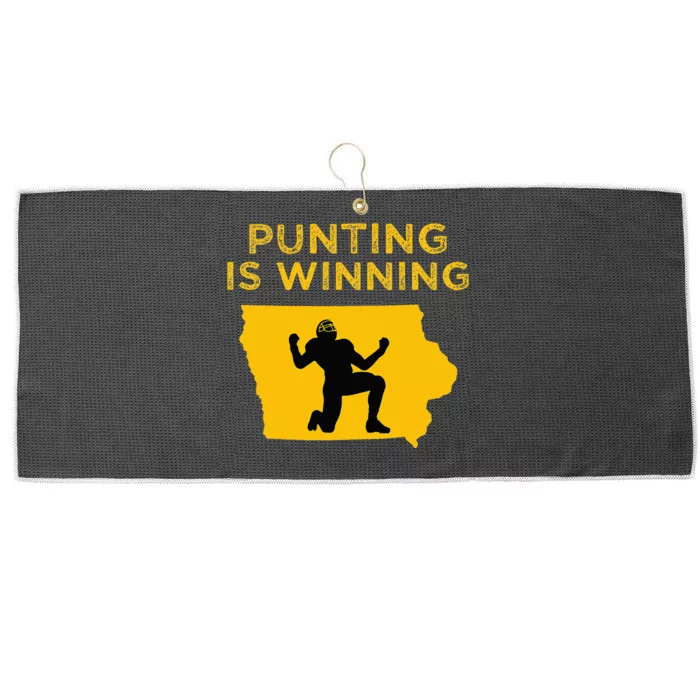 Punting Is Winning Iowa I Cheer For The Punter Large Microfiber Waffle Golf Towel