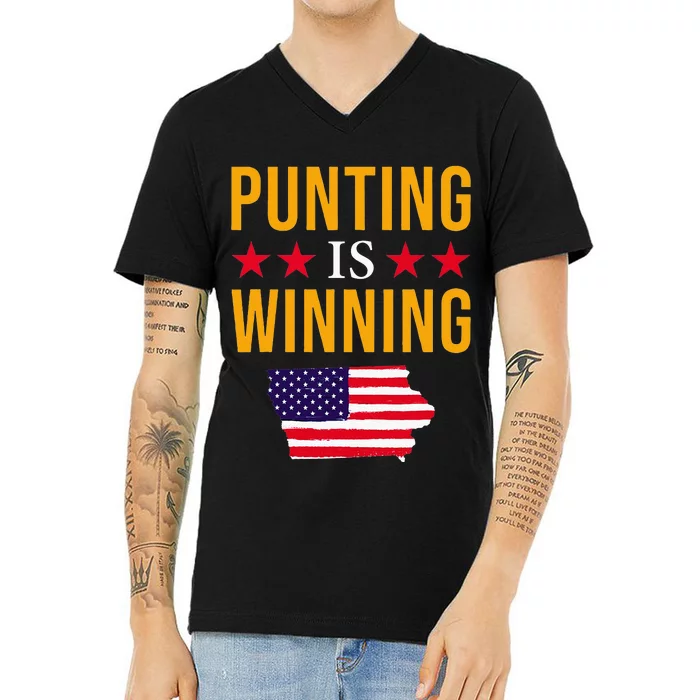 Punting Is Winning Iowa V-Neck T-Shirt