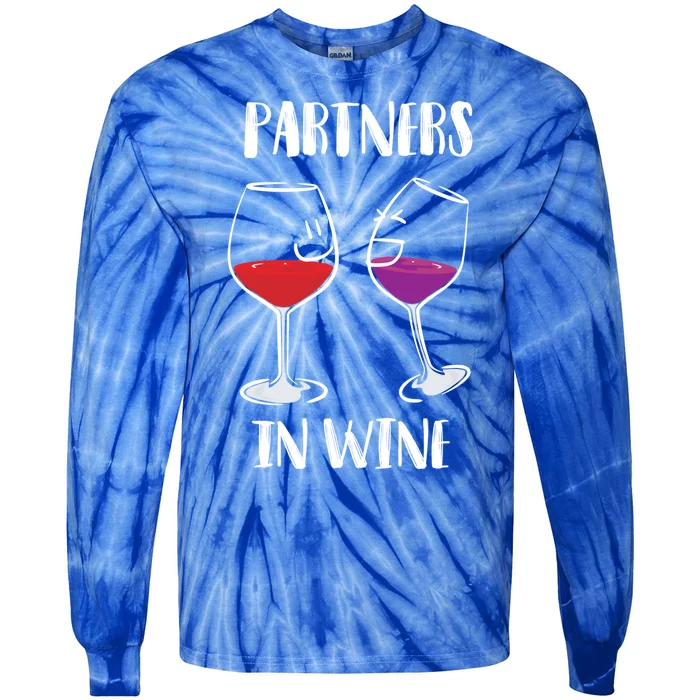 Partners In Wine Cool Wine Ers Gift Tie-Dye Long Sleeve Shirt