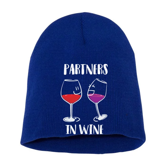 Partners In Wine Cool Wine Ers Gift Short Acrylic Beanie