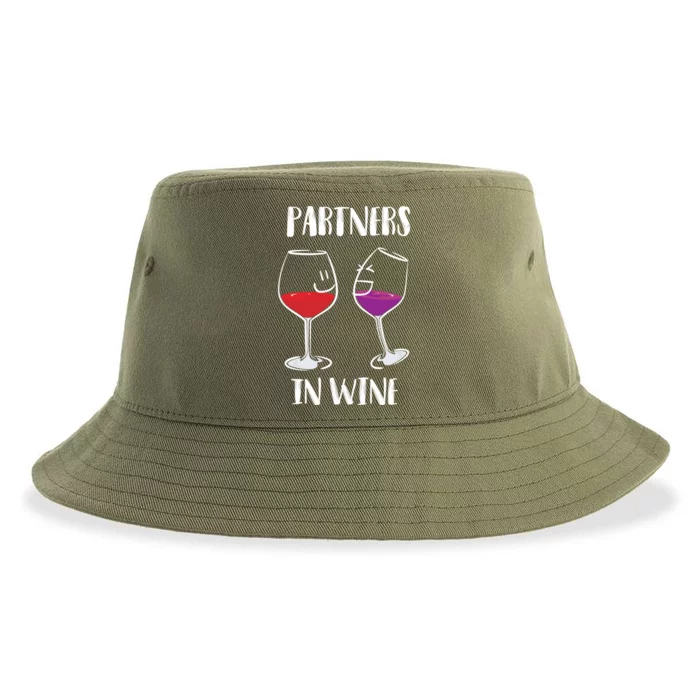 Partners In Wine Cool Wine Ers Gift Sustainable Bucket Hat