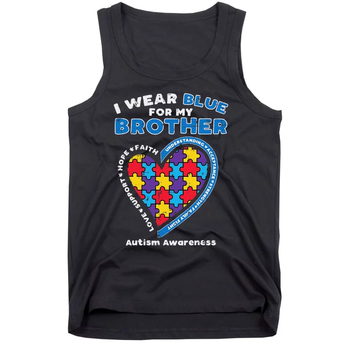 Puzzle I Wear Blue For My Brother Autism Awareness Family Tank Top