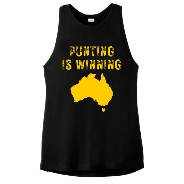 Punting Is Winning Iowa I Cheer For The Punter Ladies Tri-Blend Wicking Tank