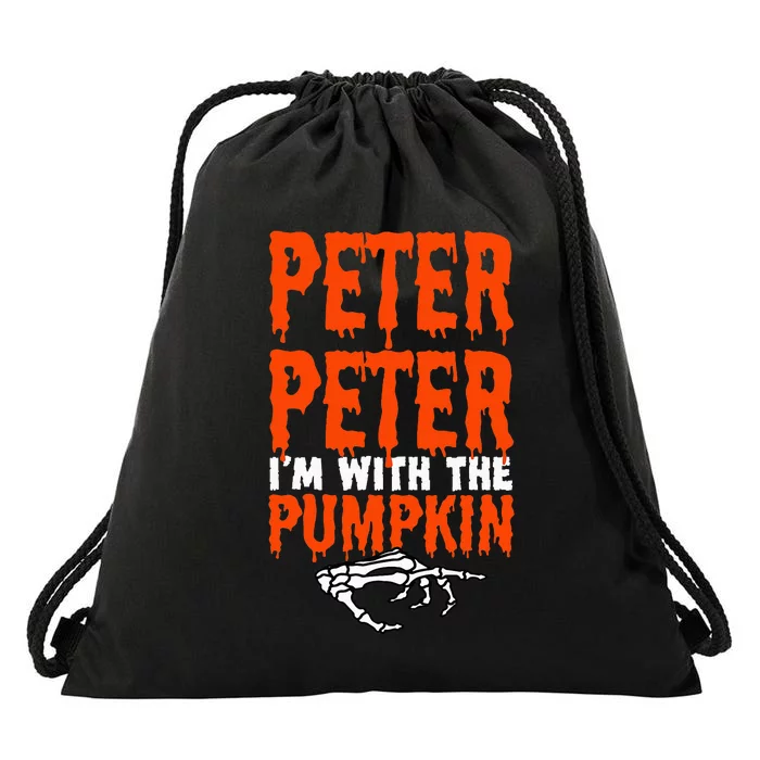 Peter IM With The Pumpkin Halloween Costume Couple Drawstring Bag