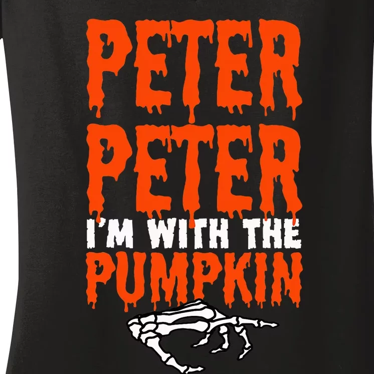 Peter IM With The Pumpkin Halloween Costume Couple Women's V-Neck T-Shirt