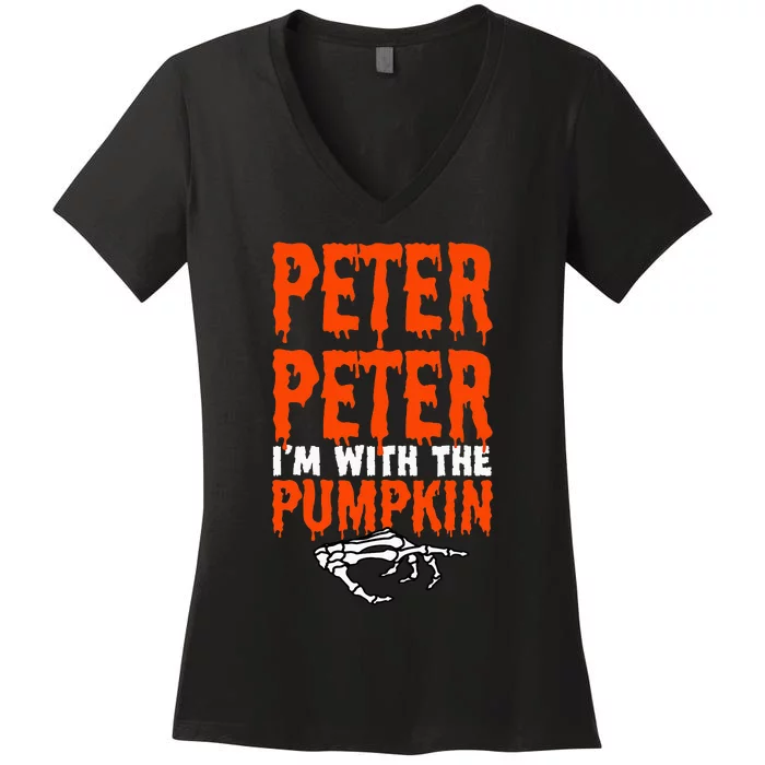 Peter IM With The Pumpkin Halloween Costume Couple Women's V-Neck T-Shirt