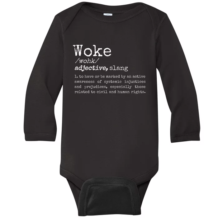 Politically Informed Woke Meaning Dictionary Definition Woke Baby Long Sleeve Bodysuit