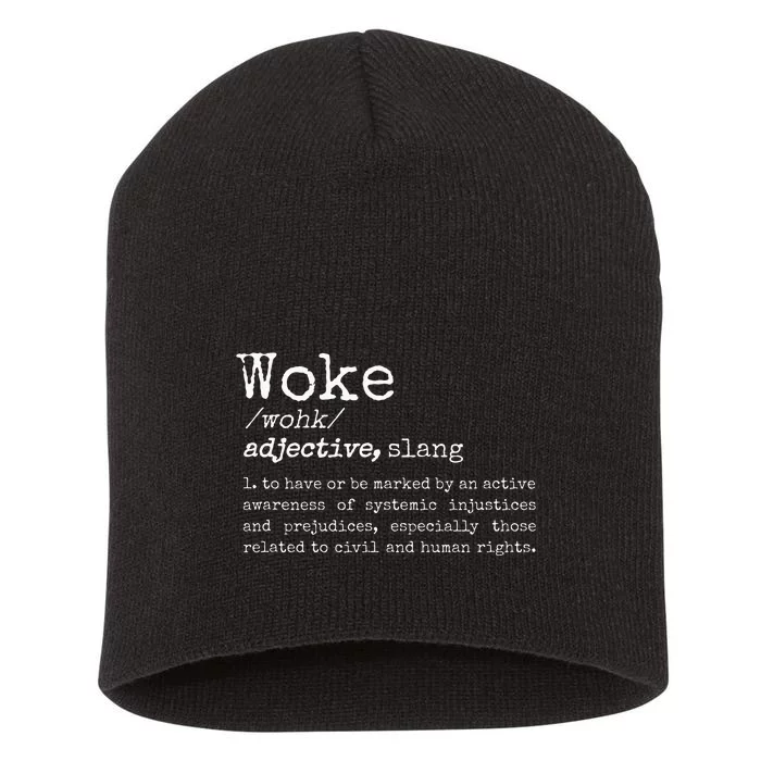 Politically Informed Woke Meaning Dictionary Definition Woke Short Acrylic Beanie