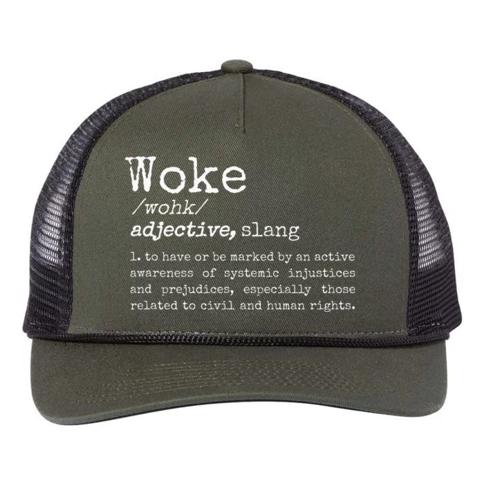 Politically Informed Woke Meaning Dictionary Definition Woke Retro Rope Trucker Hat Cap