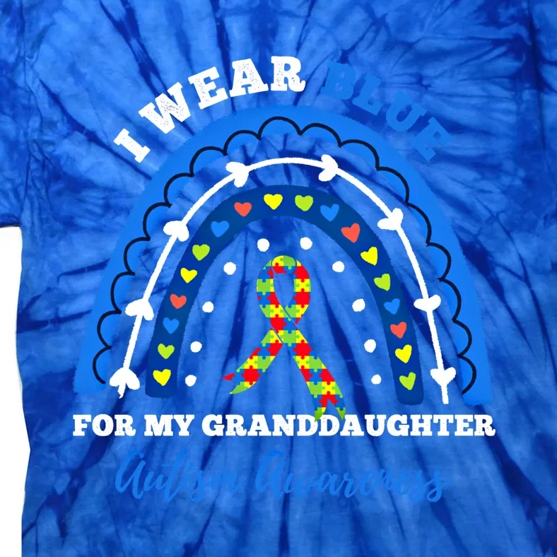 Puzzle I Wear Blue For Granddaughter Autism Awareness Month Great Gift Tie-Dye T-Shirt