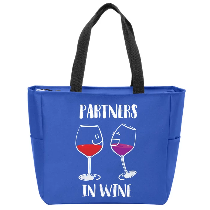 Partners In Wine Cool Wine Ers Gift Meaningful Gift Zip Tote Bag