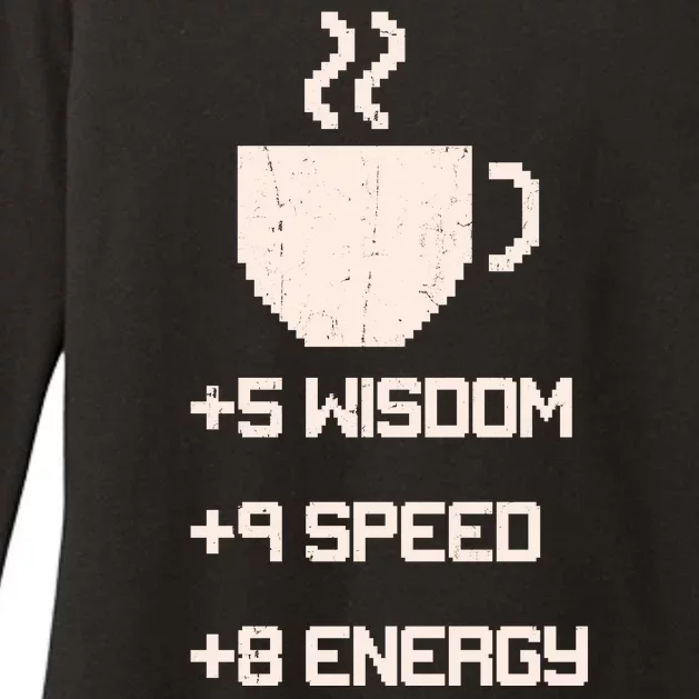 Pixel Coffee Power Up Wisdom Speed Energy Womens CVC Long Sleeve Shirt