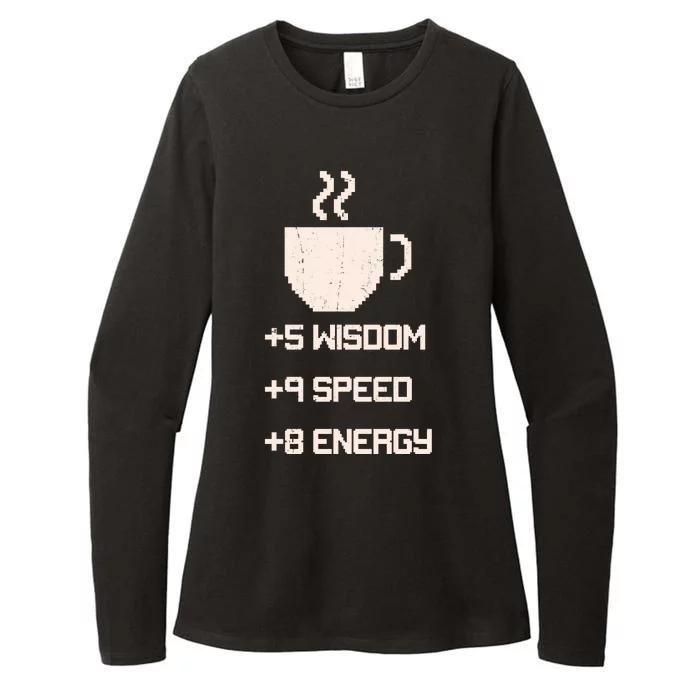 Pixel Coffee Power Up Wisdom Speed Energy Womens CVC Long Sleeve Shirt