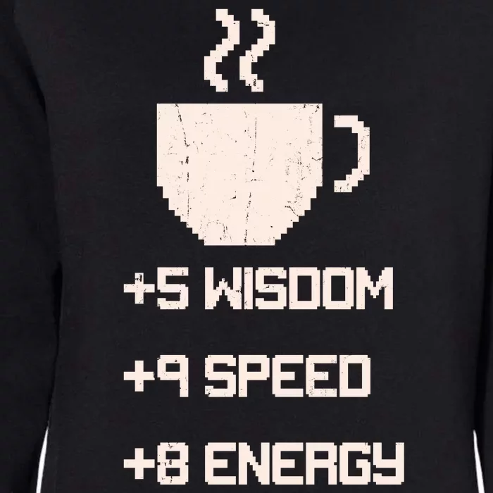 Pixel Coffee Power Up Wisdom Speed Energy Womens California Wash Sweatshirt