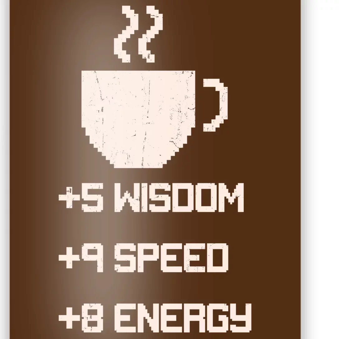 Pixel Coffee Power Up Wisdom Speed Energy Poster