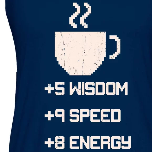 Pixel Coffee Power Up Wisdom Speed Energy Ladies Essential Flowy Tank