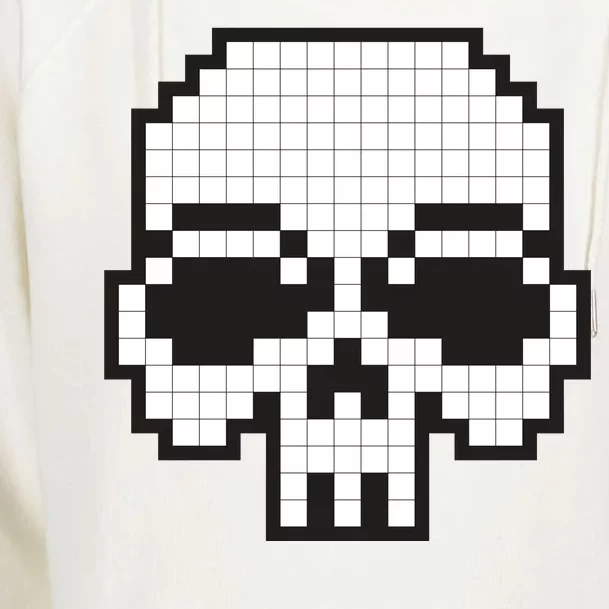 Pixel Video Game Death Skull Womens Funnel Neck Pullover Hood