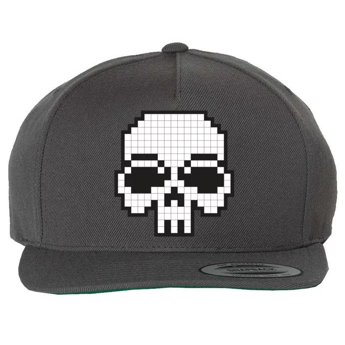 Pixel Video Game Death Skull Wool Snapback Cap