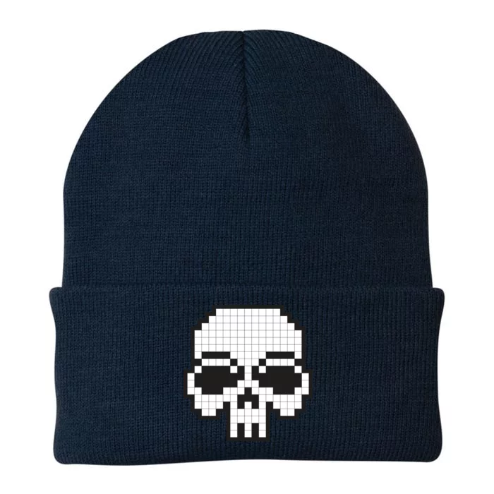 Pixel Video Game Death Skull Knit Cap Winter Beanie