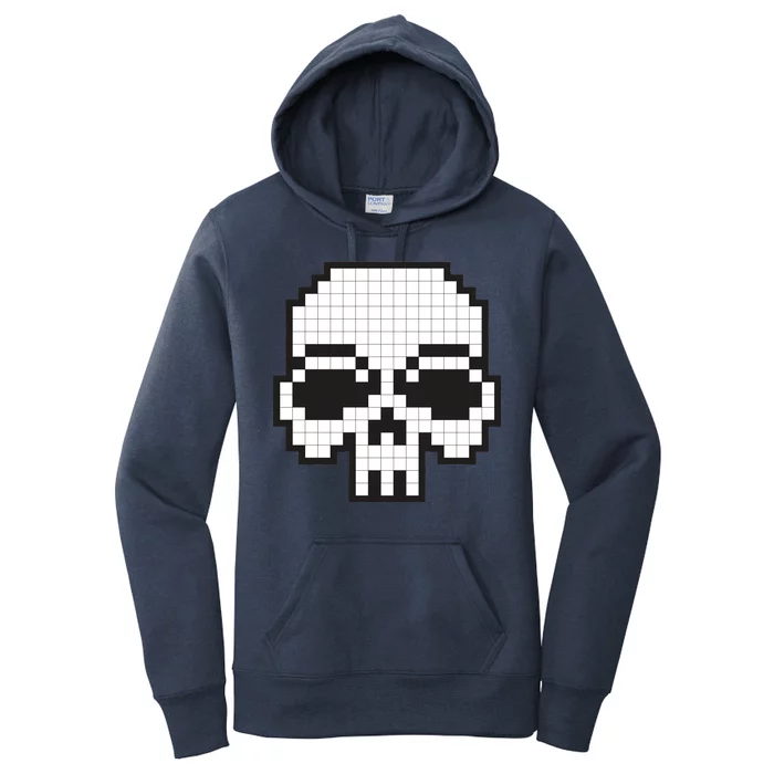 Pixel Video Game Death Skull Women's Pullover Hoodie