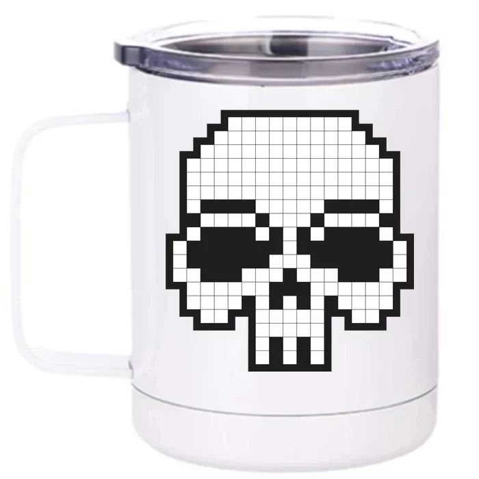 Pixel Video Game Death Skull Front & Back 12oz Stainless Steel Tumbler Cup