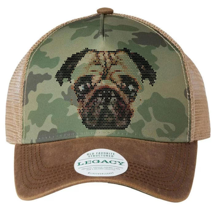 Pixelated Pug Dog Legacy Tie Dye Trucker Hat