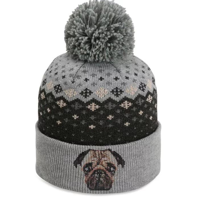 Pixelated Pug Dog The Baniff Cuffed Pom Beanie