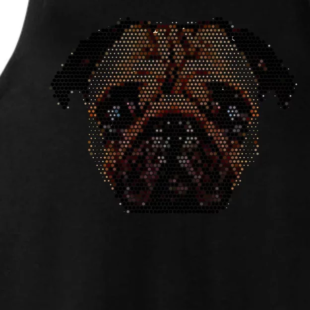 Pixelated Pug Dog Ladies Tri-Blend Wicking Tank