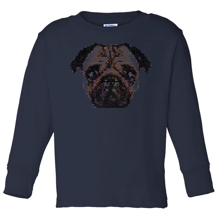 Pixelated Pug Dog Toddler Long Sleeve Shirt