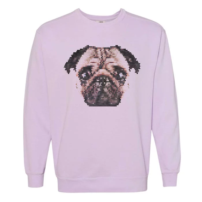 Pixelated Pug Dog Garment-Dyed Sweatshirt