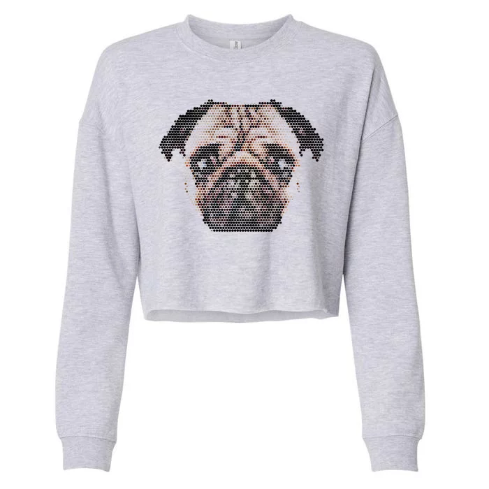 Pixelated Pug Dog Cropped Pullover Crew