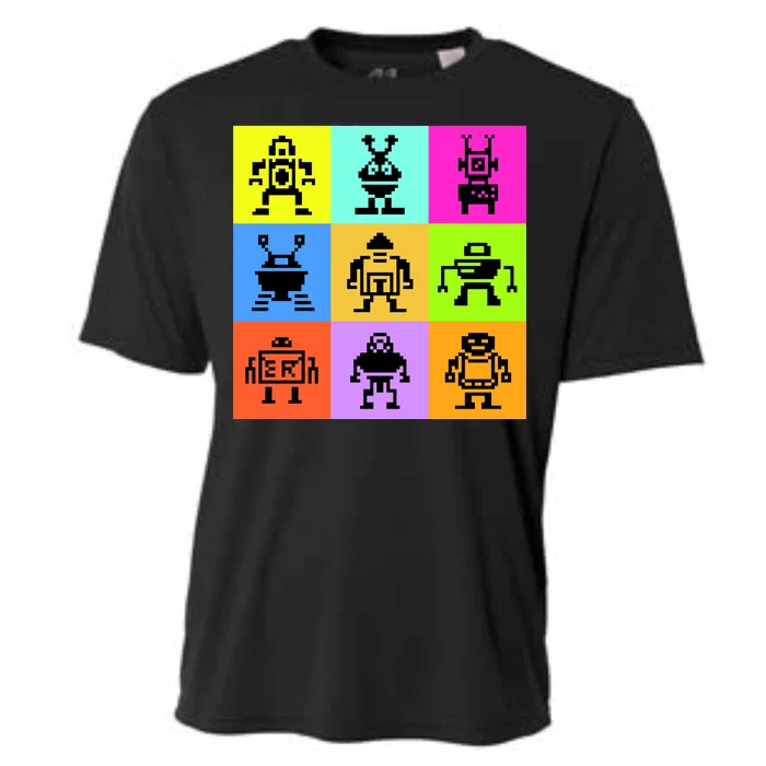 Pixelated Robot Collection Cooling Performance Crew T-Shirt