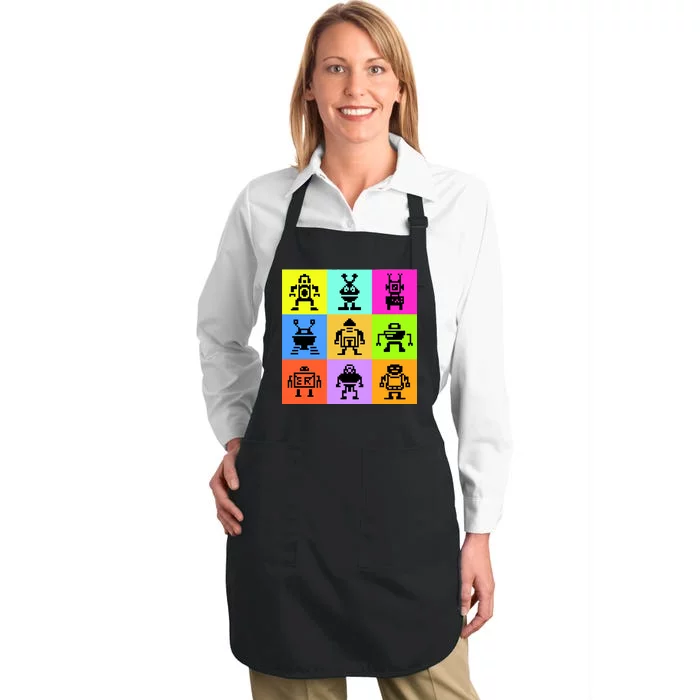 Pixelated Robot Collection Full-Length Apron With Pocket