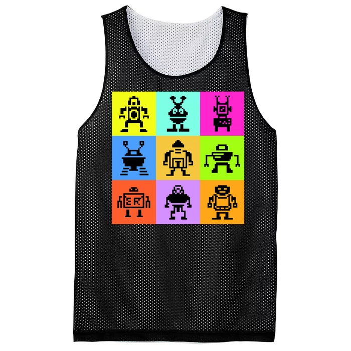 Pixelated Robot Collection Mesh Reversible Basketball Jersey Tank