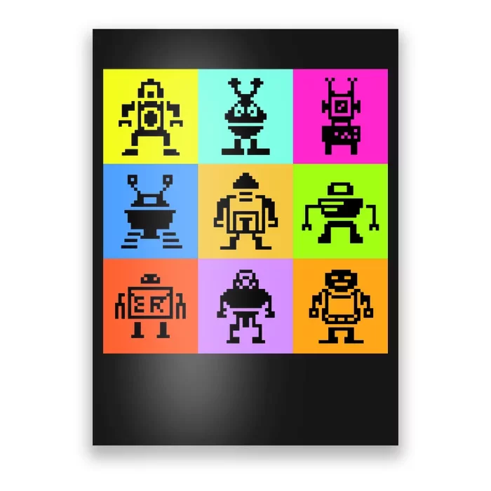 Pixelated Robot Collection Poster