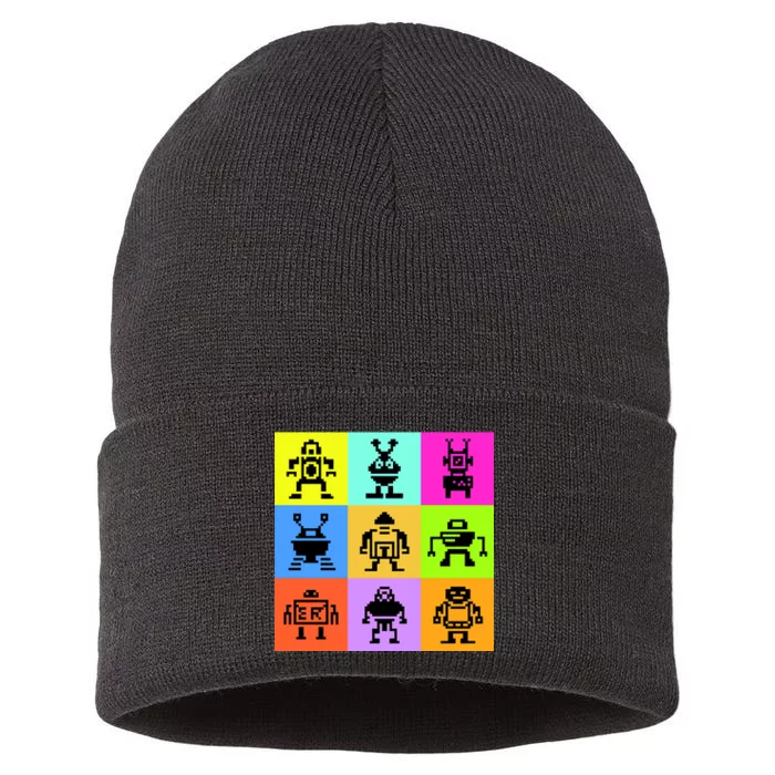 Pixelated Robot Collection Sustainable Knit Beanie