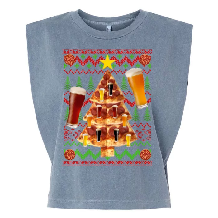 Pizza and Beer Ugly Christmas Sweater Garment-Dyed Women's Muscle Tee