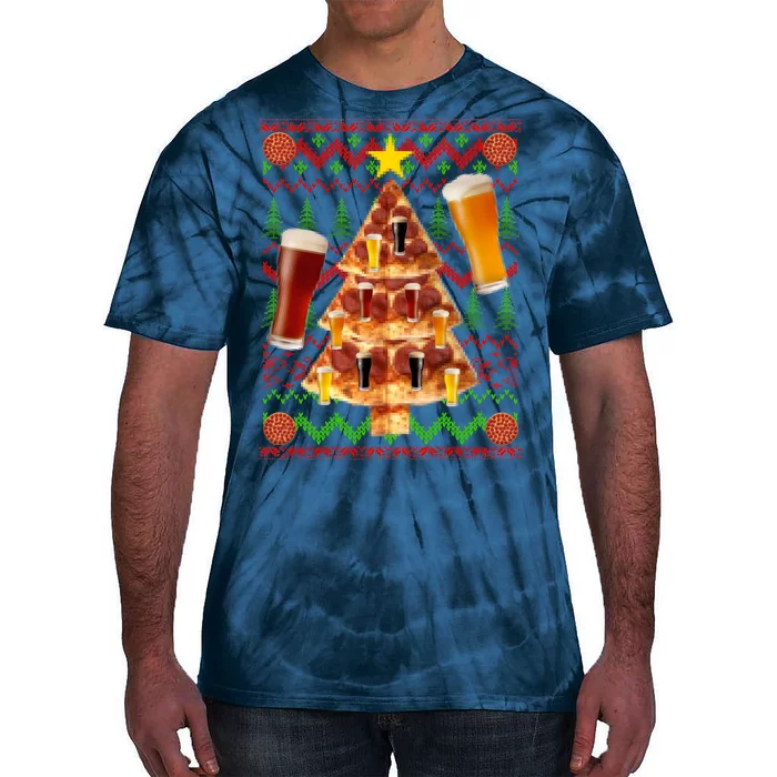 Pizza and Beer Ugly Christmas Sweater Tie-Dye T-Shirt