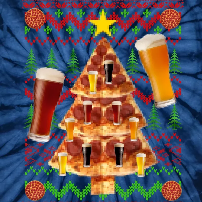 Pizza and Beer Ugly Christmas Sweater Tie-Dye T-Shirt