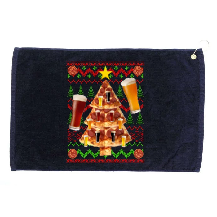 Pizza and Beer Ugly Christmas Sweater Grommeted Golf Towel