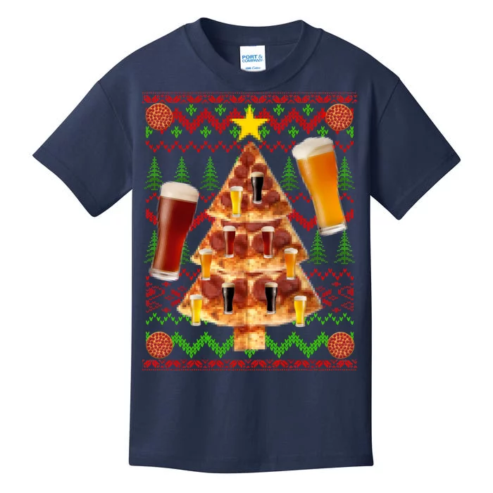 Pizza and Beer Ugly Christmas Sweater Kids T-Shirt