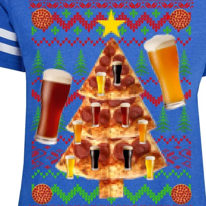 Pizza and Beer Ugly Christmas Sweater Enza Ladies Jersey Football T-Shirt