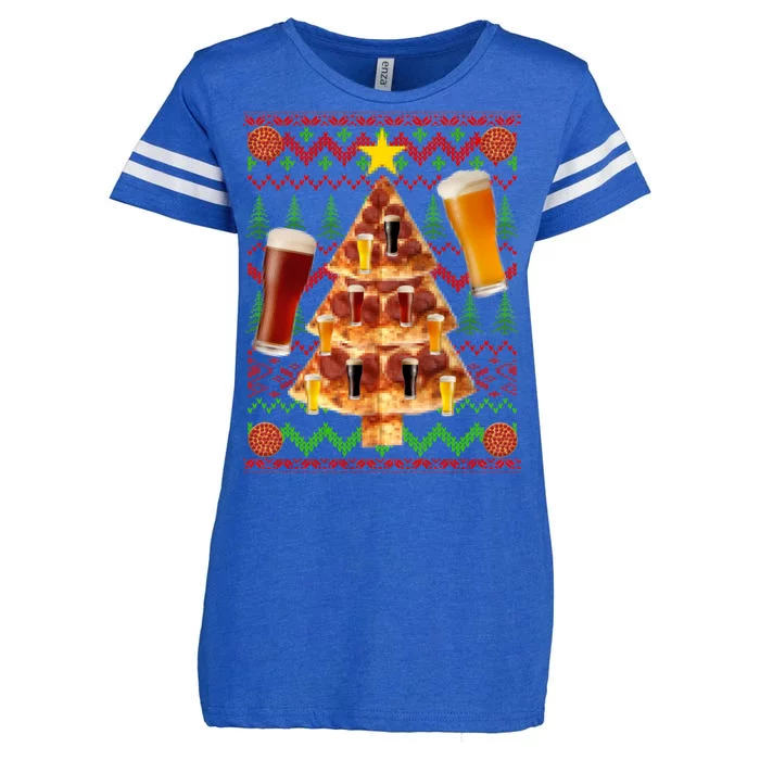 Pizza and Beer Ugly Christmas Sweater Enza Ladies Jersey Football T-Shirt