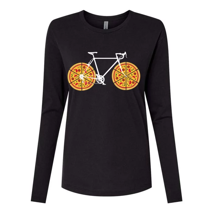 Pizza Bicycle Womens Cotton Relaxed Long Sleeve T-Shirt