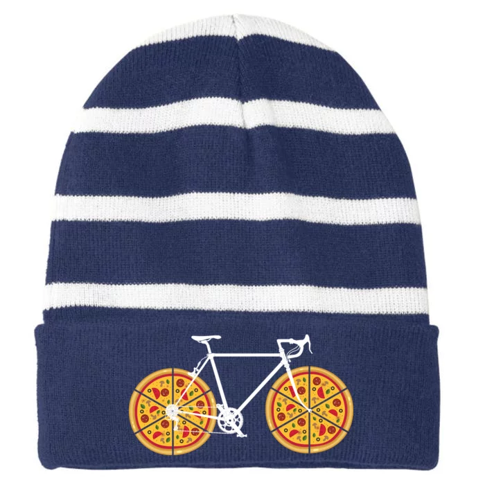 Pizza Bicycle Striped Beanie with Solid Band