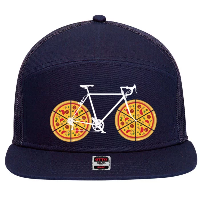 Pizza Bicycle 7 Panel Mesh Trucker Snapback Hat