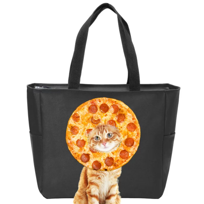 Pizza Cat Zip Tote Bag